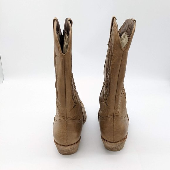 Coconuts by Matisse Tan Faux Leather Gaucho Cowboy Boots Size 6.5 - Picture 6 of 9